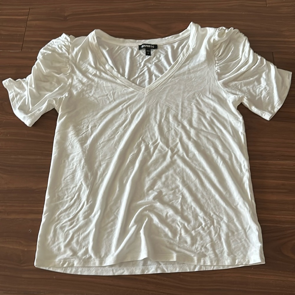 Express White Puff Sleeve Top